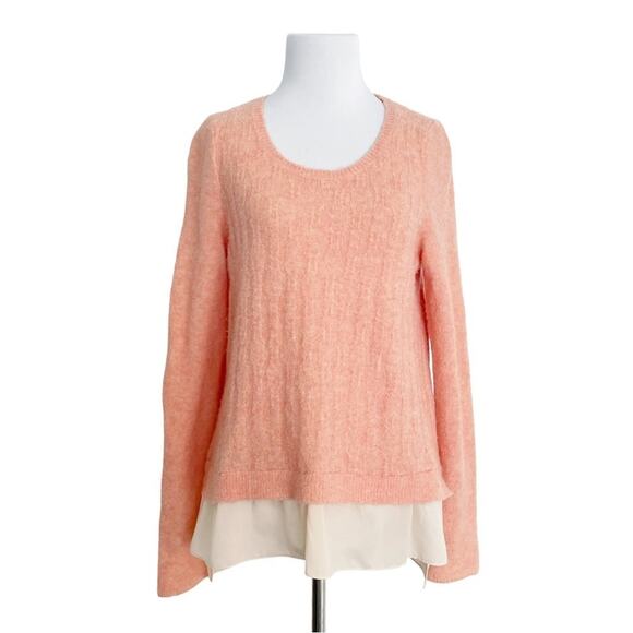 ANTHROPOLOGIE MOTH Textured Fuzzy Sweater with Tiered Chiffon Bottom Size S - Picture 1 of 9